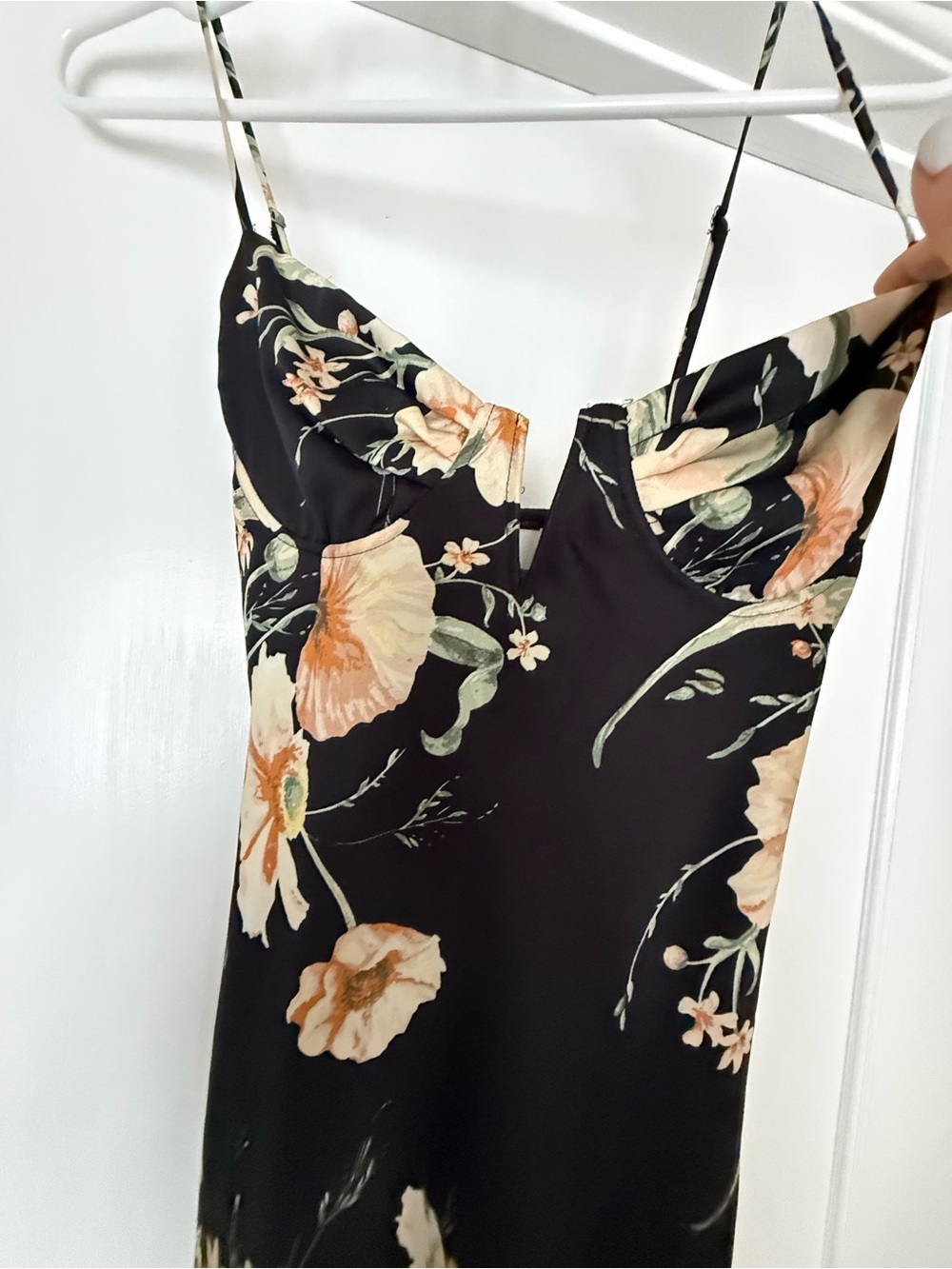 Astr Black Floral Slip Midi Dress with black and yellow floral - Picture 5 of 6